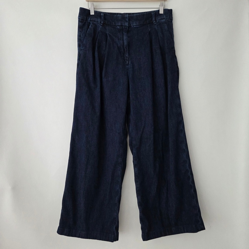 American‎ Eagle Trouser Jeans Indigo Wide Leg Pleated Front Womens 8